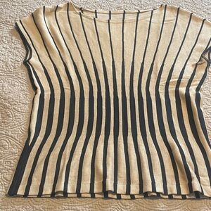 Striped Black and Tan Women's Knit Top